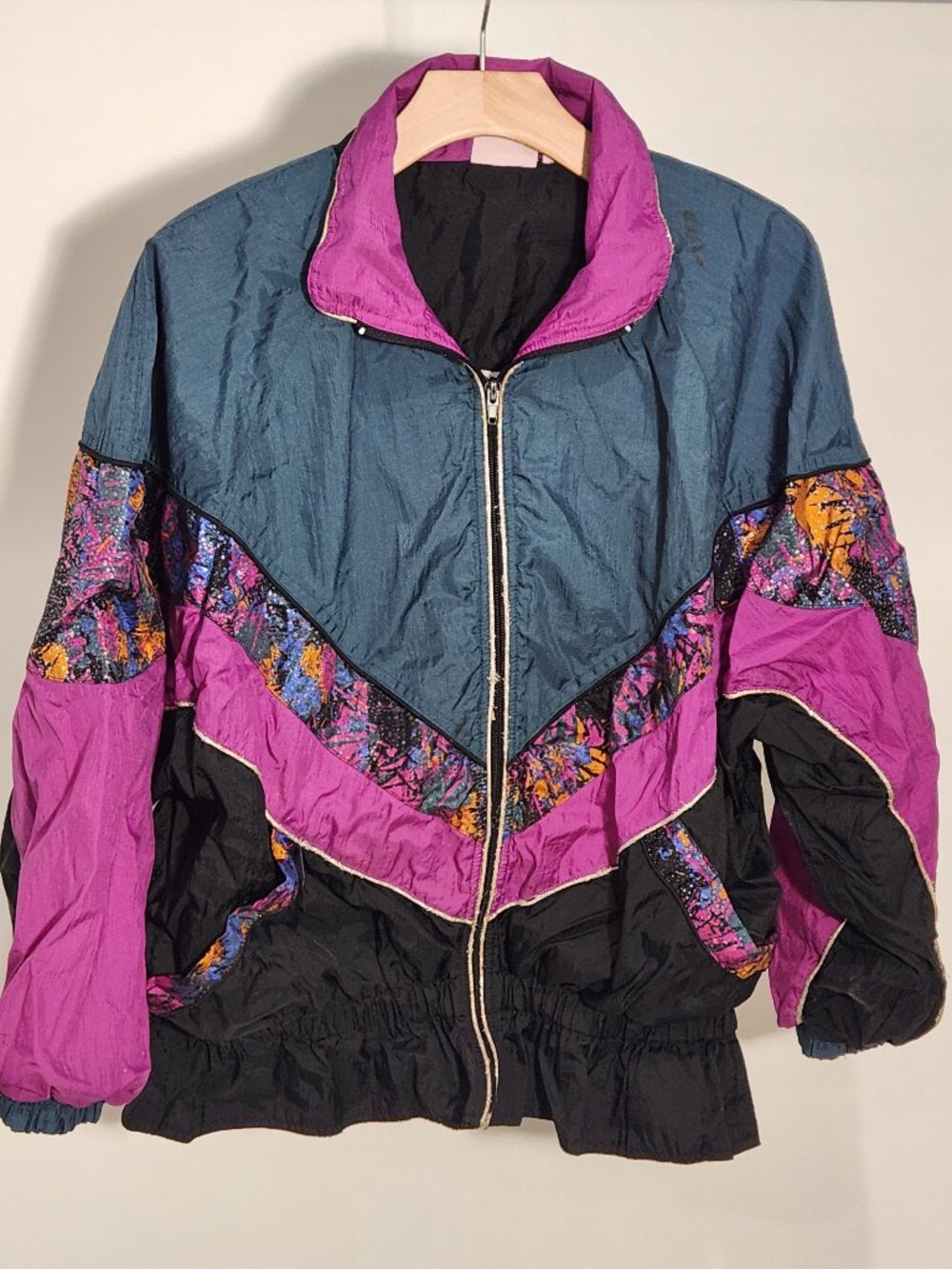 Vintage 80s Southern Expressions FLORAL WINDBREAKER Women's Size M